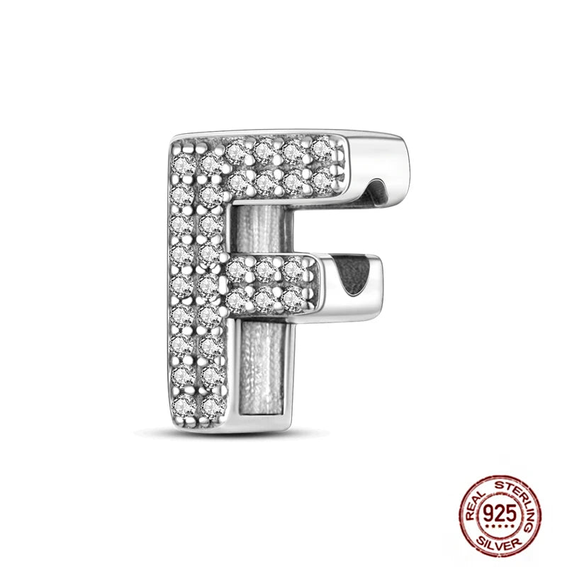 Fit Pendant Original Bracelets Charms Plata De Ley 925 Silver 26 A-Z Alphabet Letters Charm Beads For Women DIY Birthday Jewelry