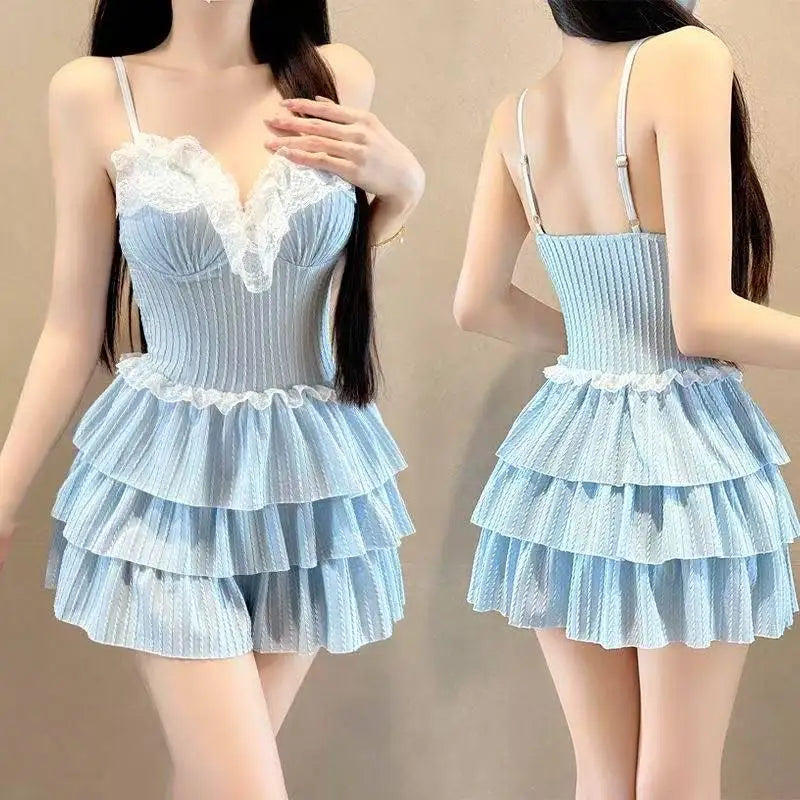 Swimwear Beach Style Bikinis Beachwear Bathing Sexy Lace-up Splicing Vintage Y2k Bikini Sets Holidays Swimsuit Women
