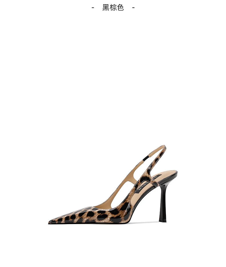 French style exquisite leopard print high heels, feminine and high-end high heels, 2025 four season new slim heel sandals
