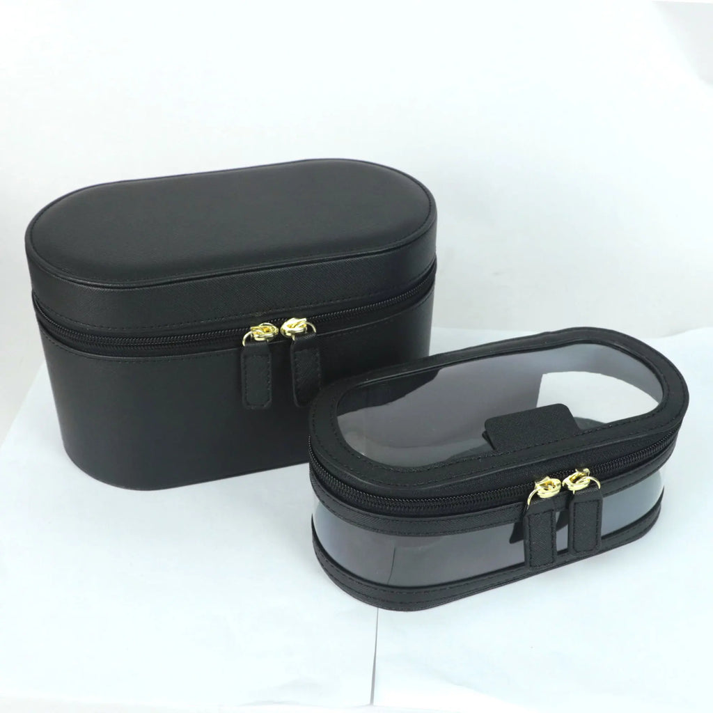 Customizable Name Saffiano Leather Toiletry Case – Women’s Luxury Travel Makeup Organizer & Dopp Kit Set