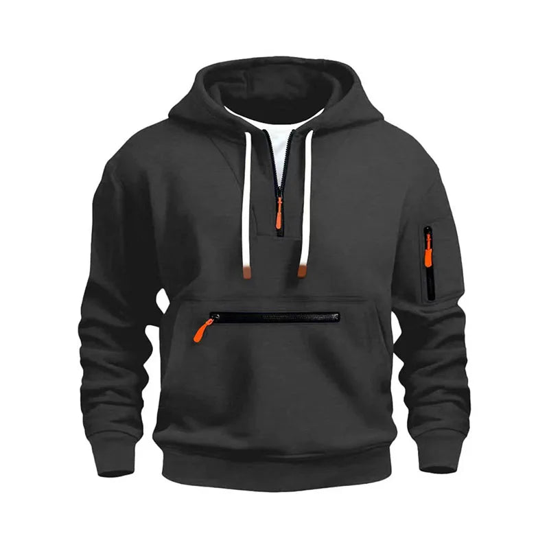 Multi‑Pocket Arm‑Zipper Hoodie