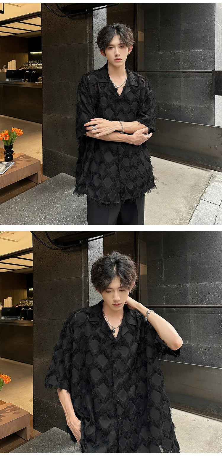 Loose Short‑Sleeve Suit‑Collar Shirt