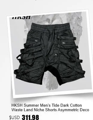 HKSH Spring Summer New Men's Tide Streetwear Cotton Solid Color Loose RO Style Short Sleeves Large Tees Chic Dark T-shirt HK2008