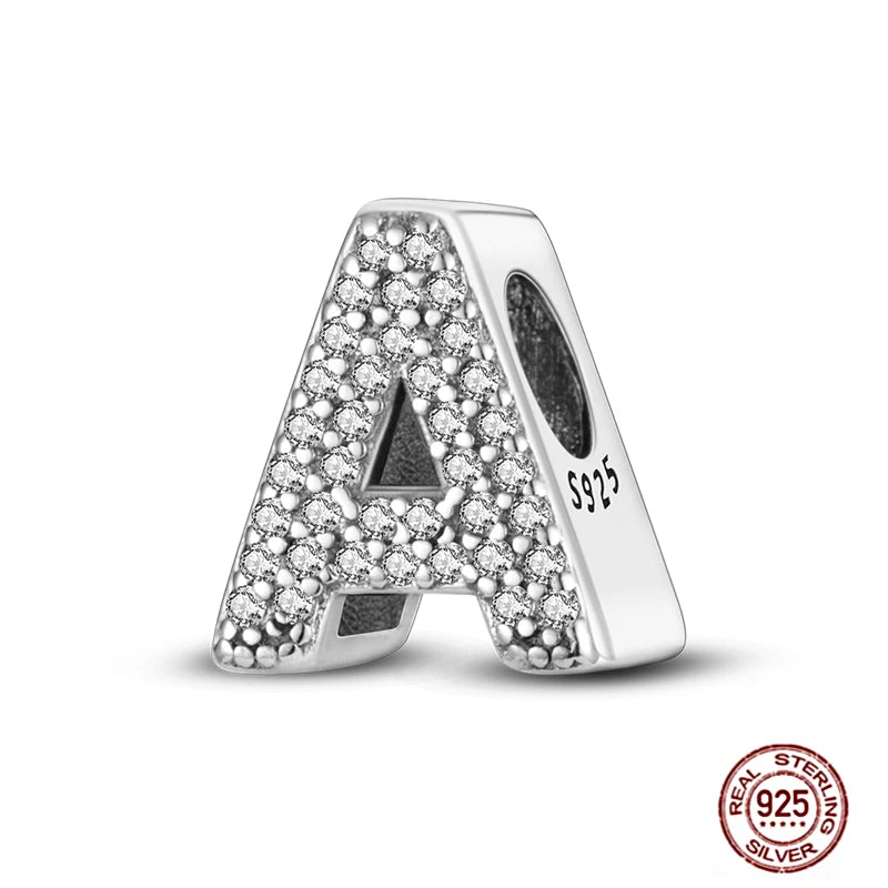 Fit Pendant Original Bracelets Charms Plata De Ley 925 Silver 26 A-Z Alphabet Letters Charm Beads For Women DIY Birthday Jewelry