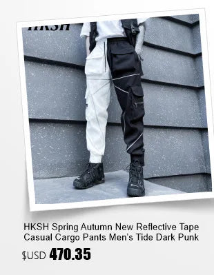 HKSH Spring Summer New Men's Tide Streetwear Cotton Solid Color Loose RO Style Short Sleeves Large Tees Chic Dark T-shirt HK2008