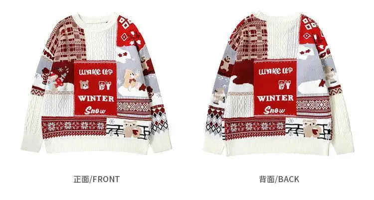 Men’s Japanese Retro Twist Christmas Sweater