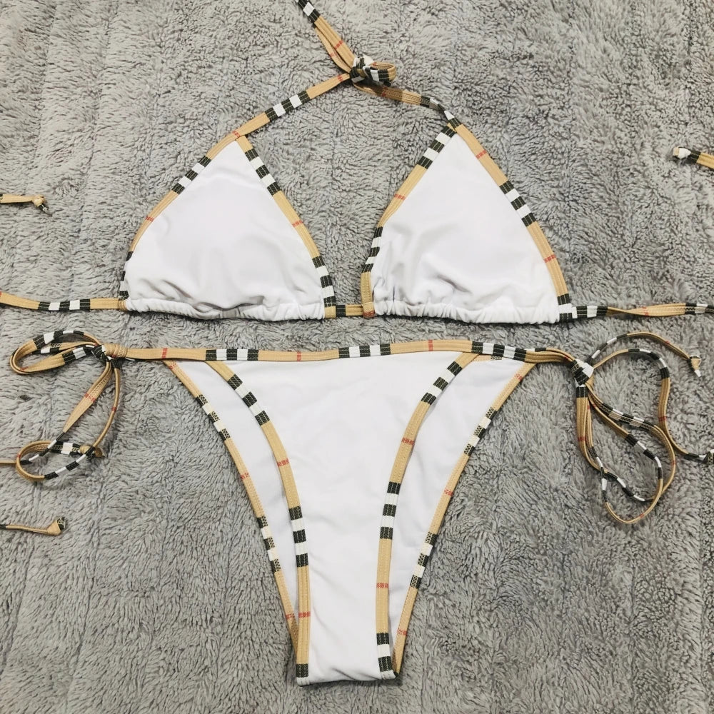 2025 Luxurious Strappy Bikini Set High End Designer Summer Beach Swimwear Women Vogue Sexy Summer Vacation Pool Party Tankini