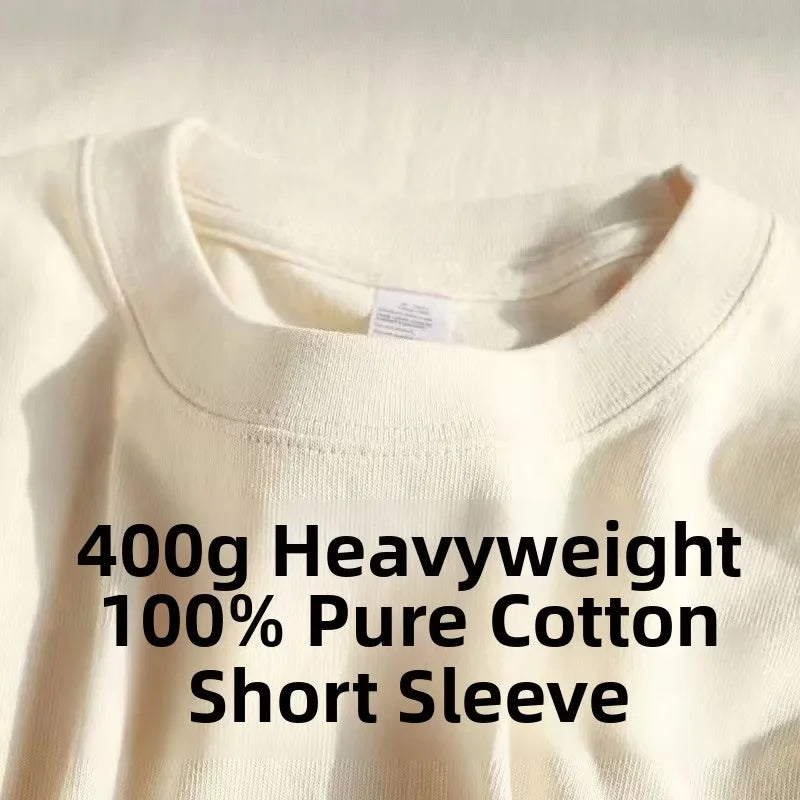 Heavyweight Pure Cotton Oversized T‑Shirt – Tianqing Color Unisex Summer Loose‑Fit Streetwear Tee