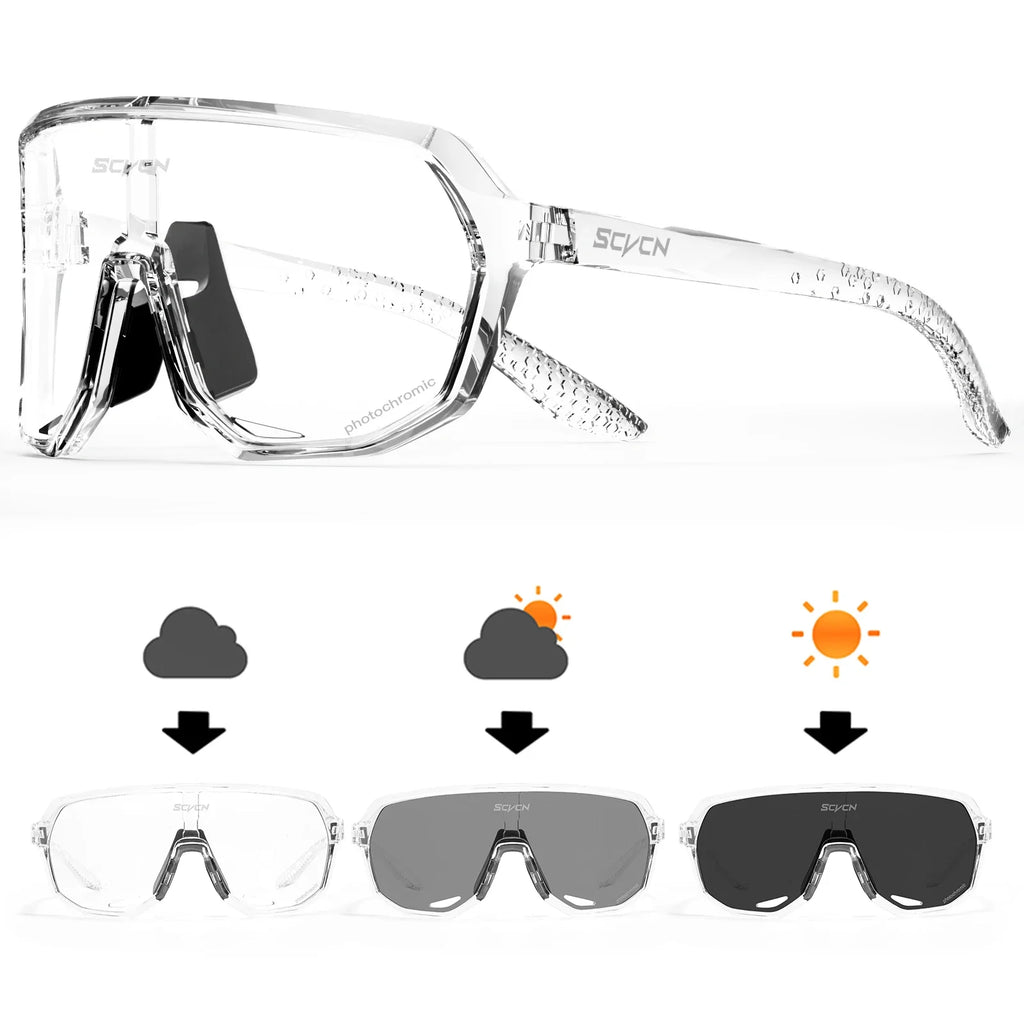 Scvcn Photochromic Mountaineering Sunglasses Outdoor Hiking Sports Glasses for Men's Cycling Sunglasses Leisure Travel Goggles