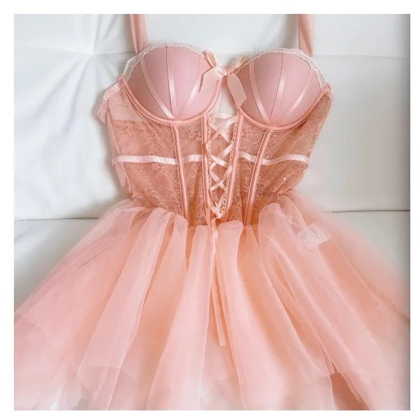 Gauze Spaghetti Strap Wedding Role‑Play Sleepwear