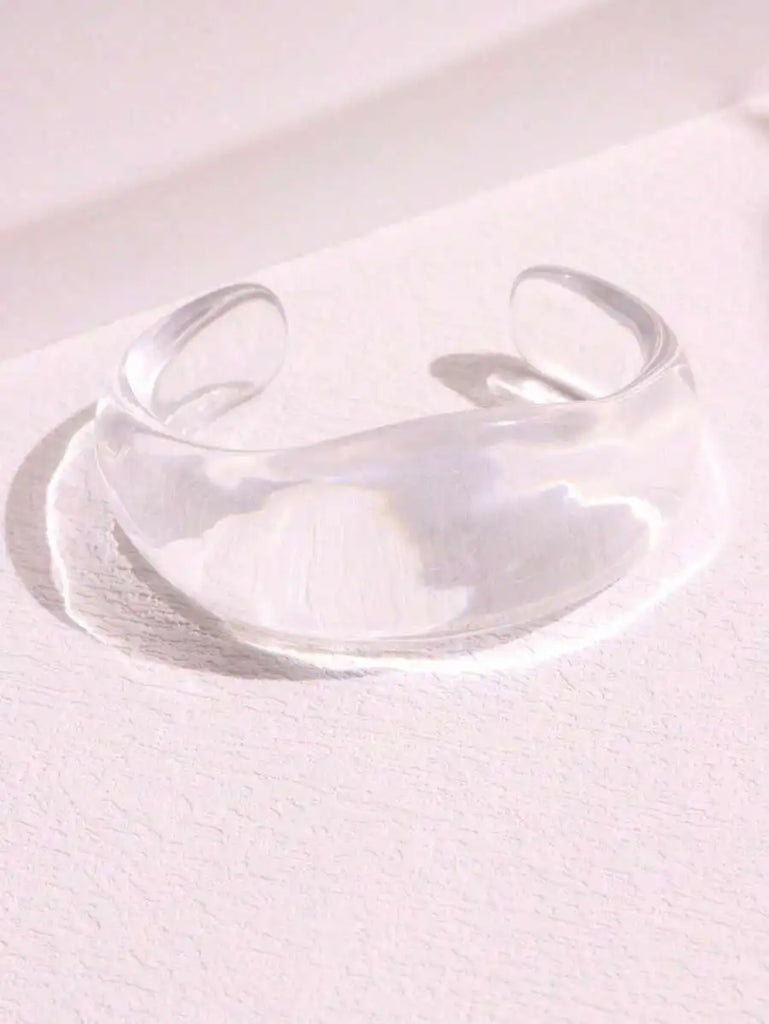 HUANZHI Vintage Transparent Resin Geometric Bangle