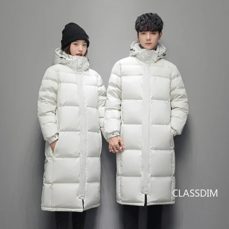 New Winter Duck Down Coats Men Hooded Long Puffer Jackets Unisex Casual Parkas Quality Couples Outdoor Windproof Warm Jackets 3X