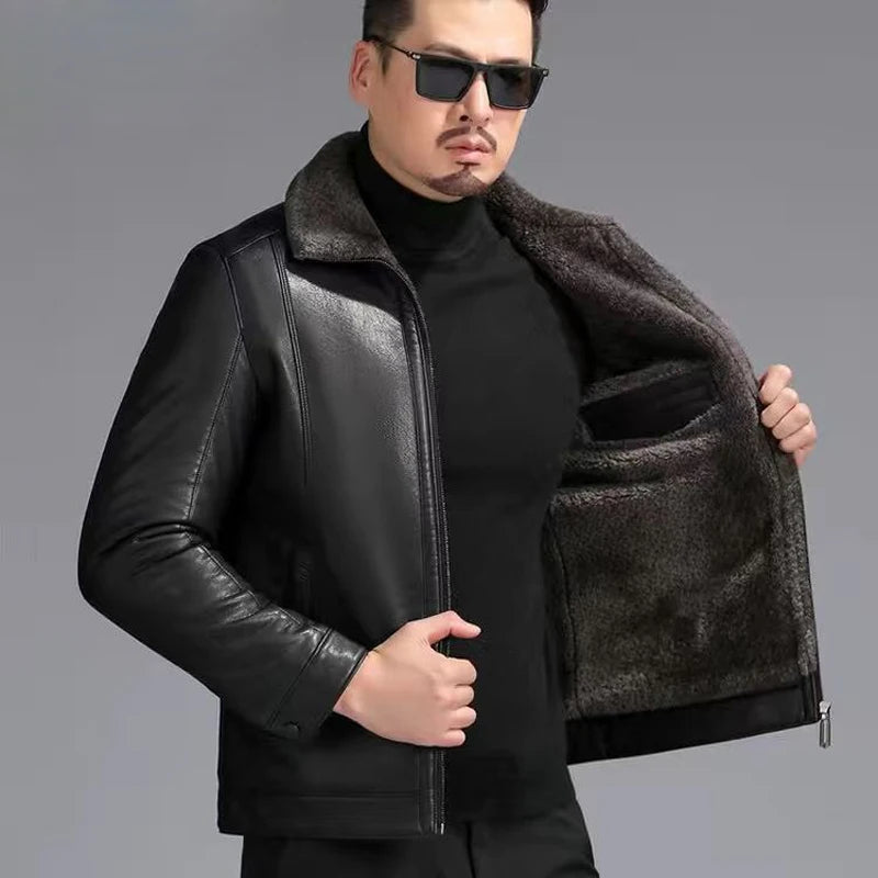 Genuine Sheepskin Leather Fur Jacket