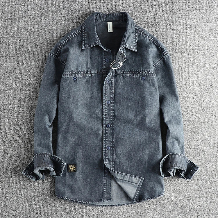 Heavy‑Washed Vintage Denim Shirt