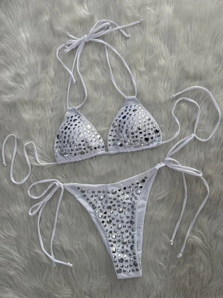 2026 Metallic Sequins Halter Bikini — Women’s Two‑Piece Sexy Swimwear Beach Bather Set
