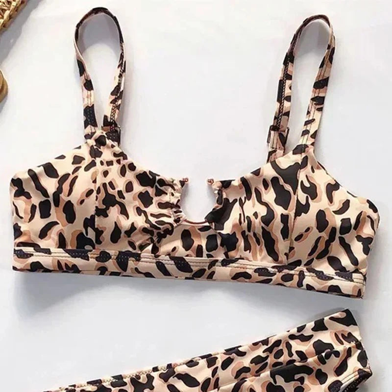 Snake‑Print Hollow‑Out Bikini