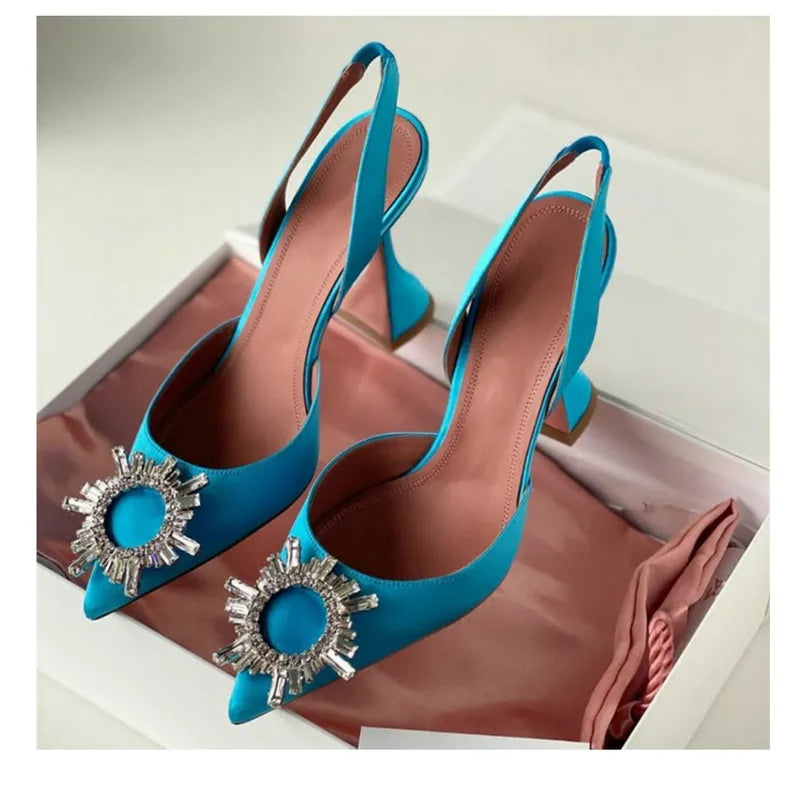 Silk Bow Rhinestone High Heels