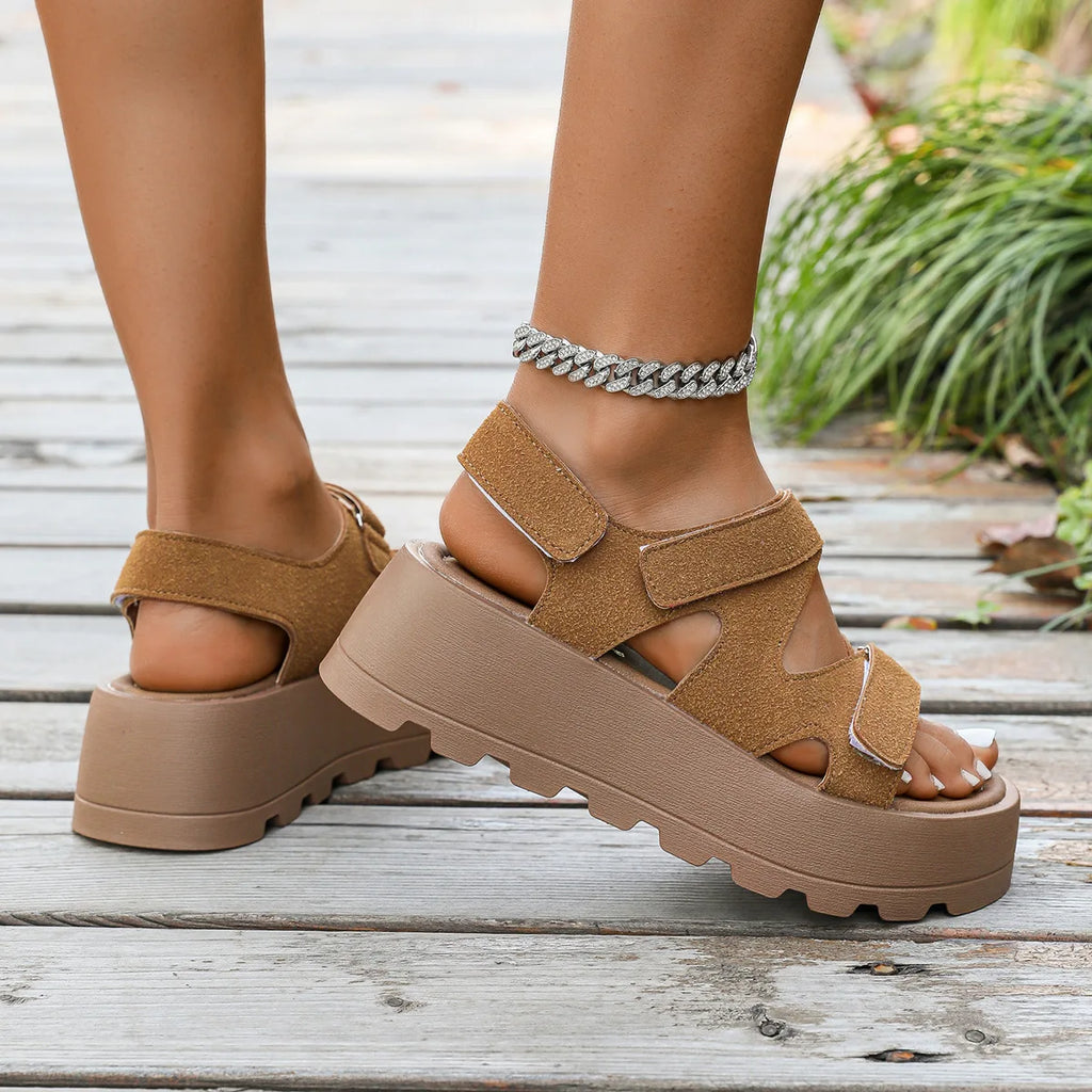 Women’s Retro Platform Sandals – Open Toe High‑Heel Summer Shoes | Casual Height‑Boosting Sandalias Femininas