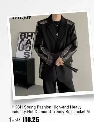 HKSH Spring Summer New Men's Tide Streetwear Cotton Solid Color Loose RO Style Short Sleeves Large Tees Chic Dark T-shirt HK2008