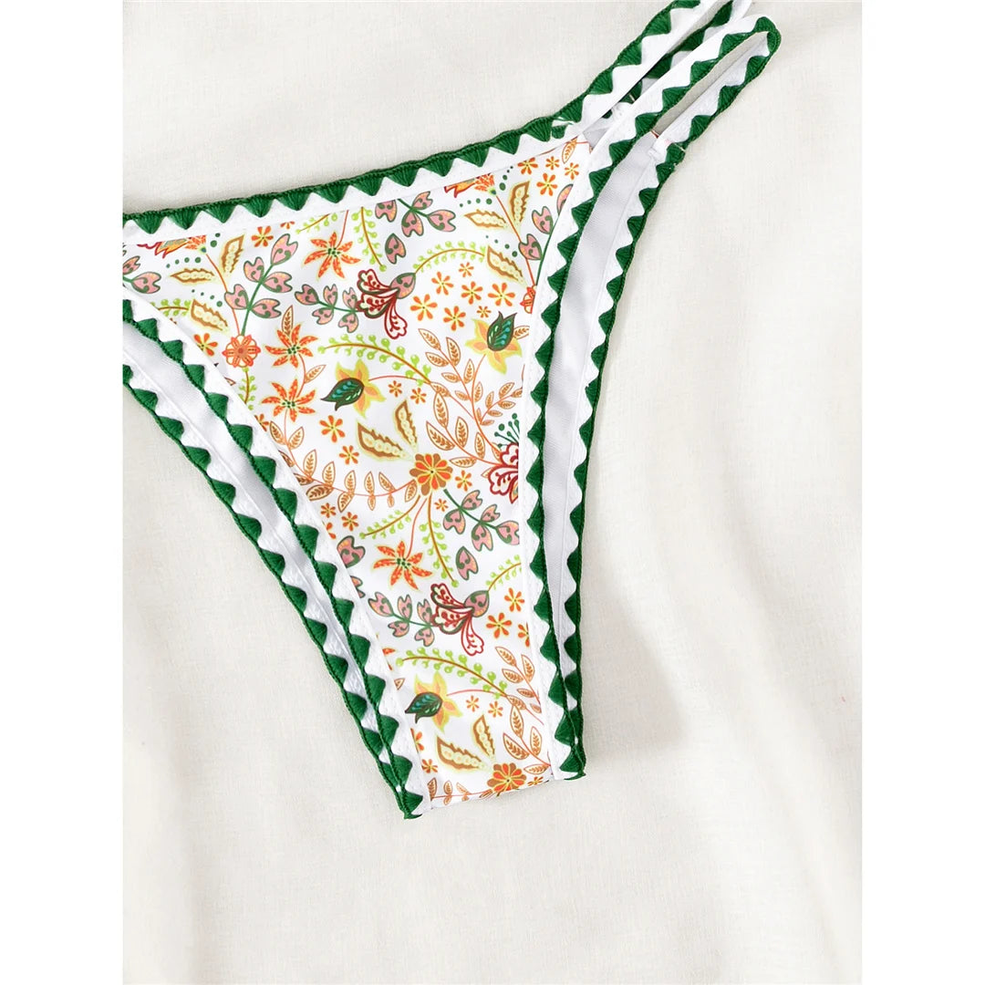 Flower Print Halter Brazilian Bikini