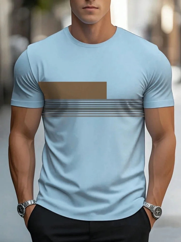Men’s Oversized Letter‑Print T‑Shirt – Summer Loose Fit Sports Casual Short Sleeve Top