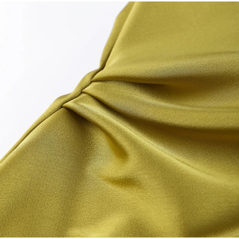 Fashion Satin Ruffles Sling Maxi Dress For Women Elegant Side Split Long Dress 2025 Sexy Backless Sleeveless Club Female Vestido