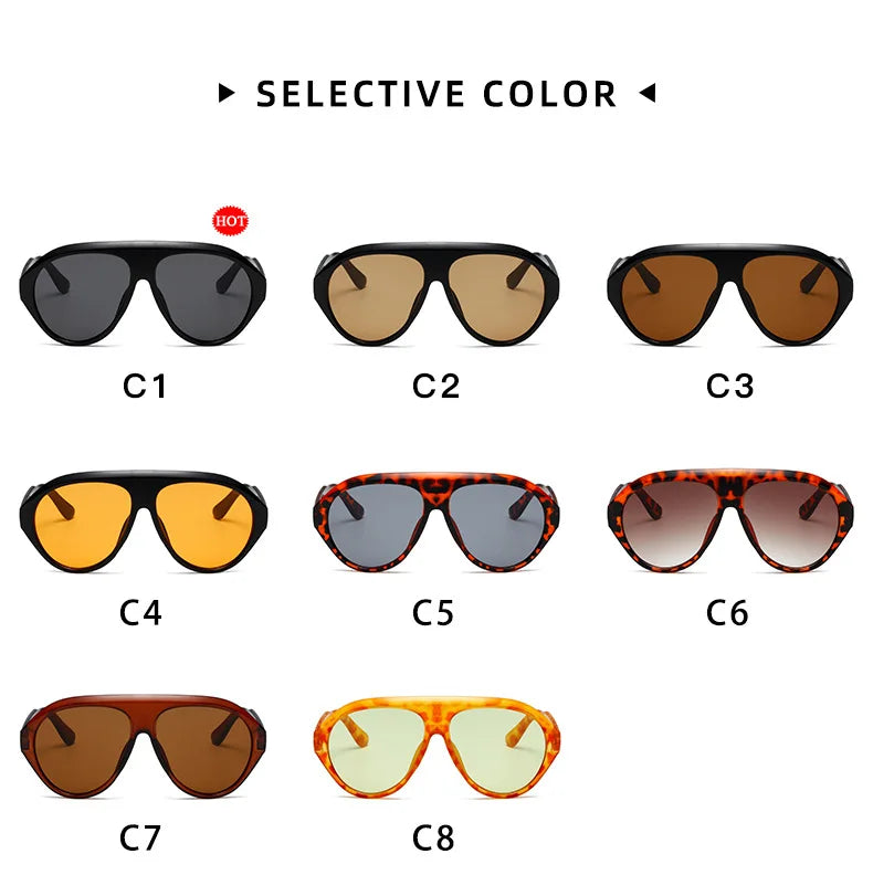 Oversized Goggle Sunglasses 2024 Women Brand Popular Yellow lens Sun Glasses Men Big Frame Trend Shades UV400 802086