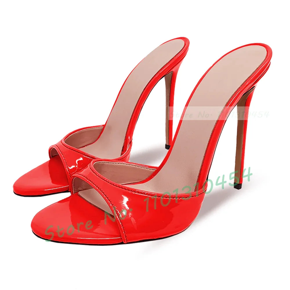 Snake‑Print Open‑Toe Stiletto Slides