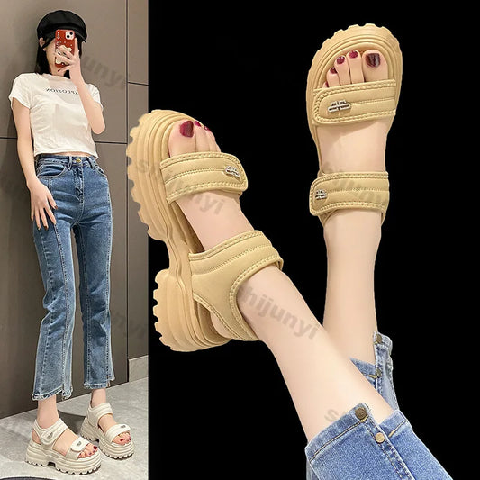 Women's Sports Sandals 2025 Summer New Fashion Flat Casual Sandals Thick-soled Non-slip Female Outdoor Casual Beach Slippers