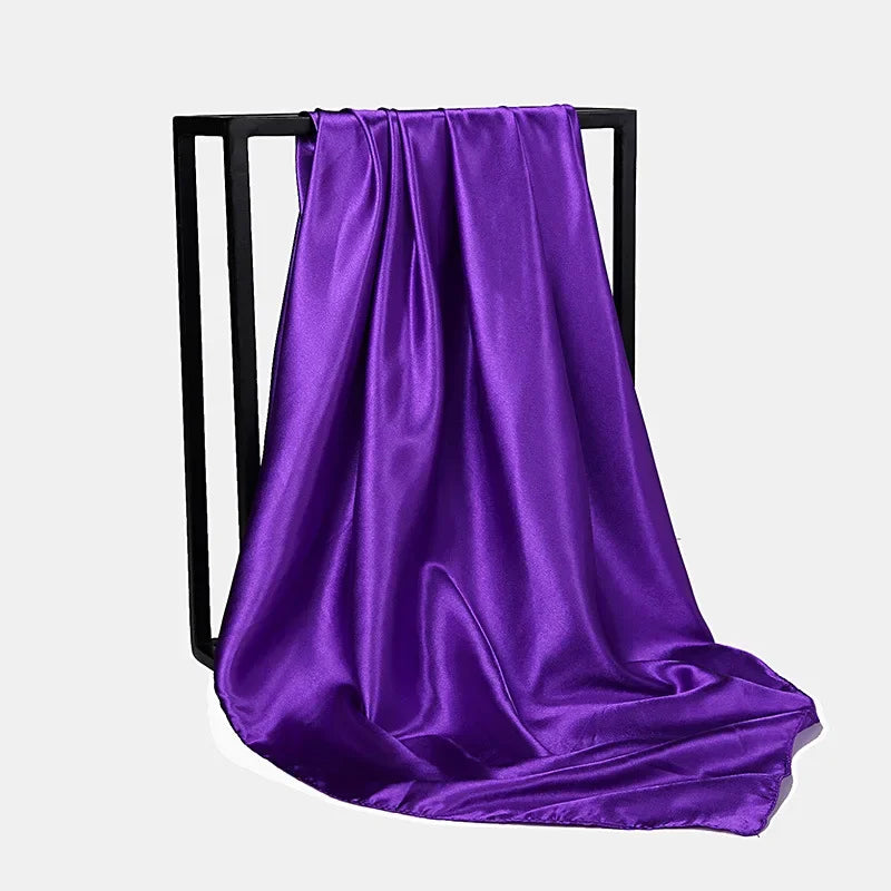 Fashion Hijab Scarves For Women Silk Satin Hair Scarf Female Solid Colors Kerchief 90*90cm Square Shawls Neck Scarfs For Ladies