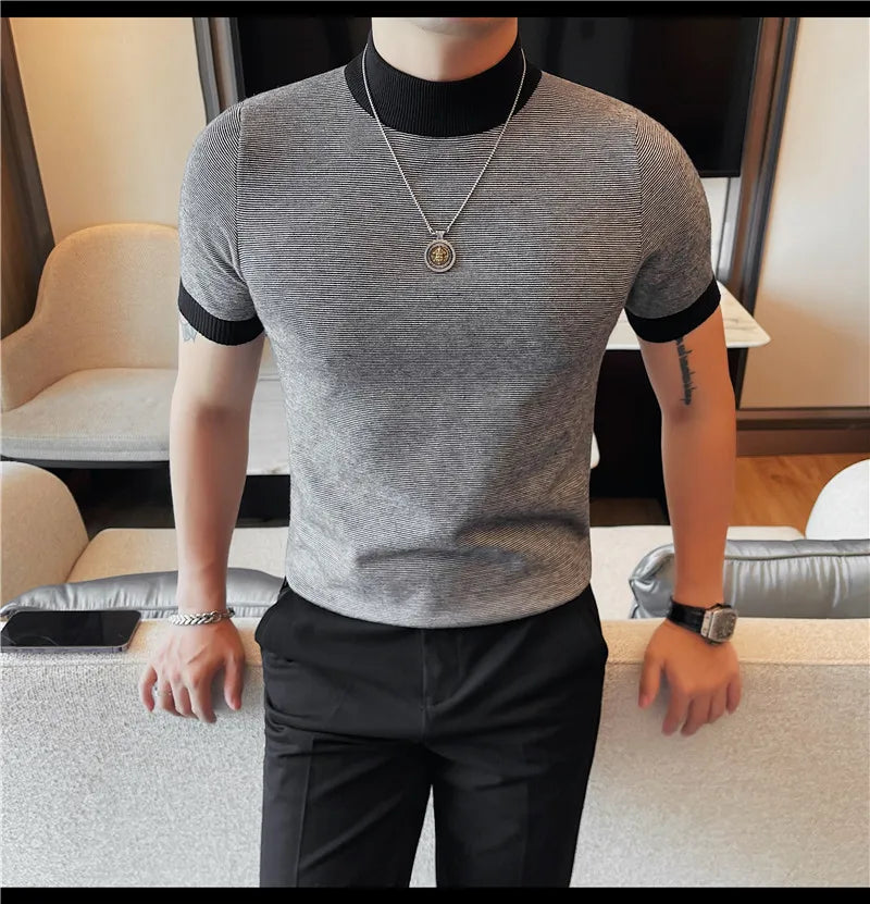 Men’s Turtleneck Short‑Sleeve Sweater