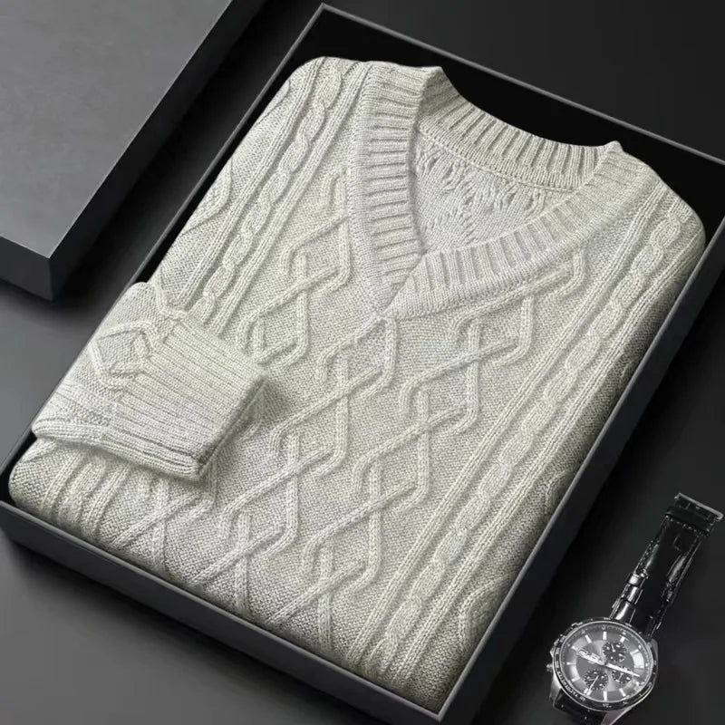 Men’s Solid‑Color Thickened Cardigan
