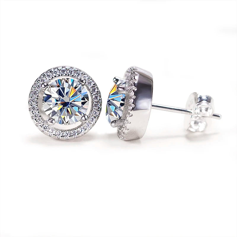 JoyceJelly Unisex Sterling Silver 925 Jewelry 2X1CT 6.5mm GRA Moissanite Stud Earrings for Men Women Lab Diamond Ear-studs Gift