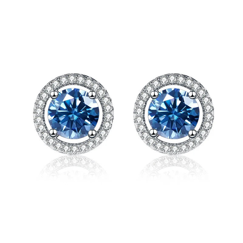 JoyceJelly Unisex Sterling Silver 925 Jewelry 2X1CT 6.5mm GRA Moissanite Stud Earrings for Men Women Lab Diamond Ear-studs Gift