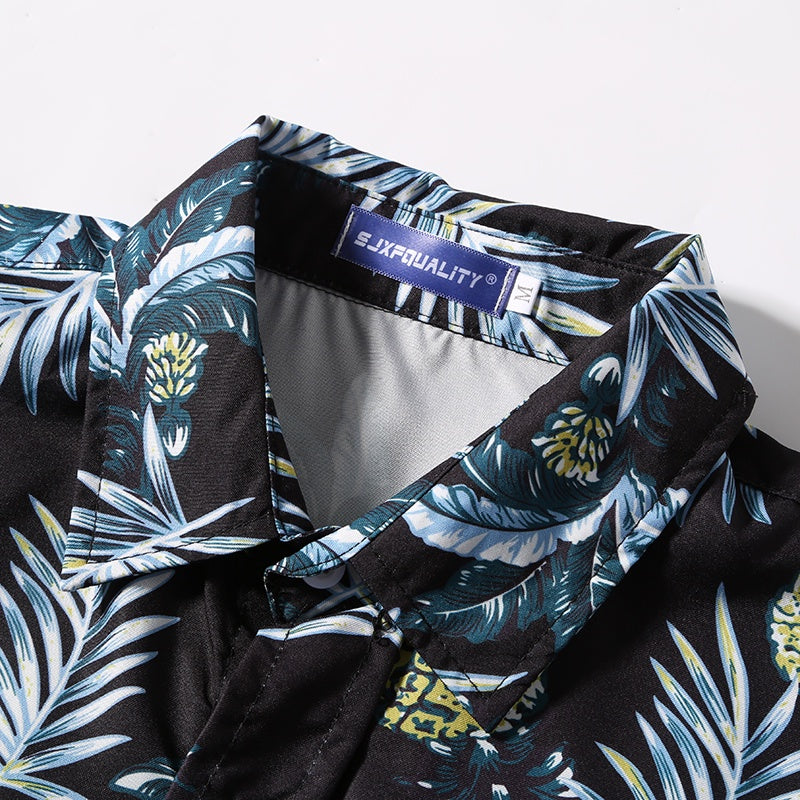 Men’s Summer Printed Short‑Sleeve Shirt – Thin Beachwear Turtle‑Neck / Polo Casual Top