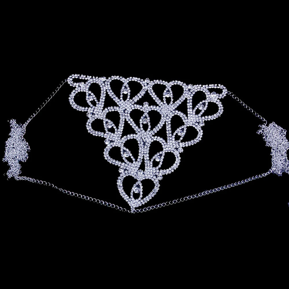Women’s Rhinestone Heart Bra & Thong Set – Shiny Crystal Bikini Cover‑Up for Party & Beachwear 2026