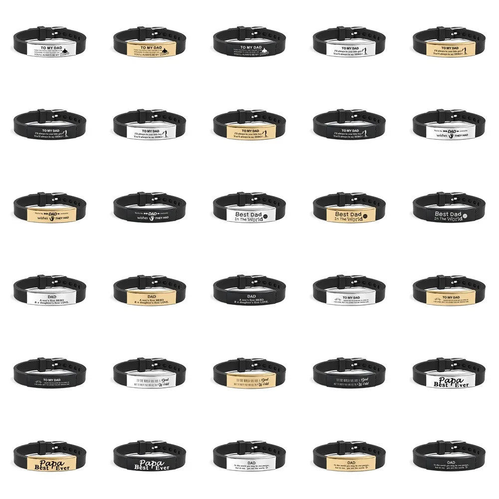 Inspirational Quote Bracelet for Father – Stainless Steel Adjustable Wristband Gift for Men