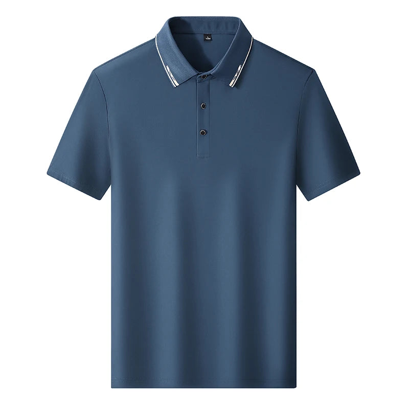 Men Polo Short sleeve 2025 Summer Plus Size 9xl 8xl 7xl High Quality Ice Silk Solid Color Men's Business Casual Polo Shirts