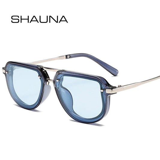 SHAUNA Retro Small Oval Women Luxury Sunglasses Fashion Rivets Blue Green Shades UV400 Men Trending Punk Sun Glasses