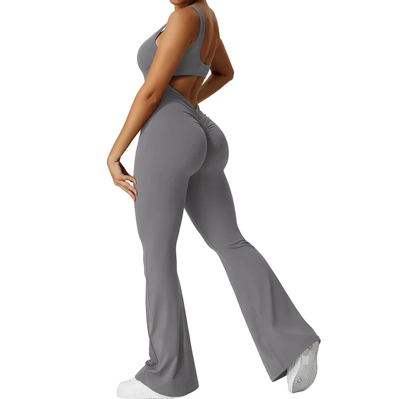 2025 Spring and Summer New Women's Slim Hip Lifting One-piece U Neck Sexy Backless Sleeveless Sports Yoga Clothing