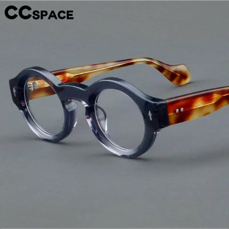 57359 Vintage Thick Acetate Spectacles Frames Trend Rivet Optical Glasses Men Women Round Prescription Eyeglass