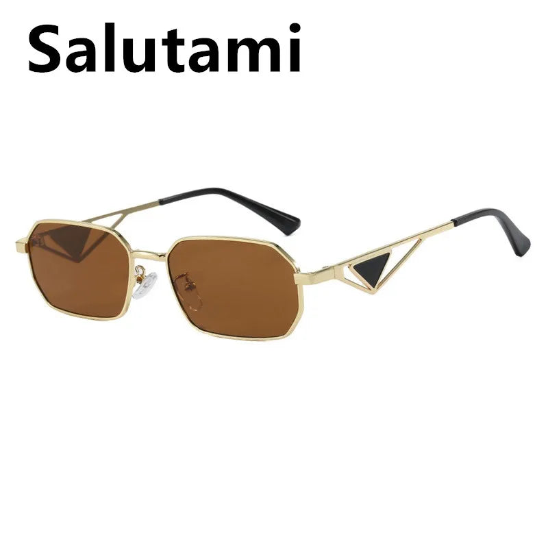 unique small square alloy triangle leg sunglasses for women new fashion brand elegant gradient sun glasses ladies sexy shades