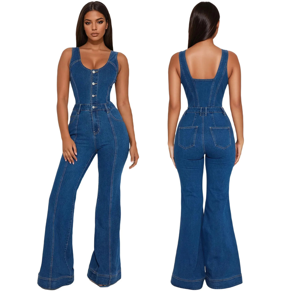Women’s Vintage Denim Overalls Jumpsuit