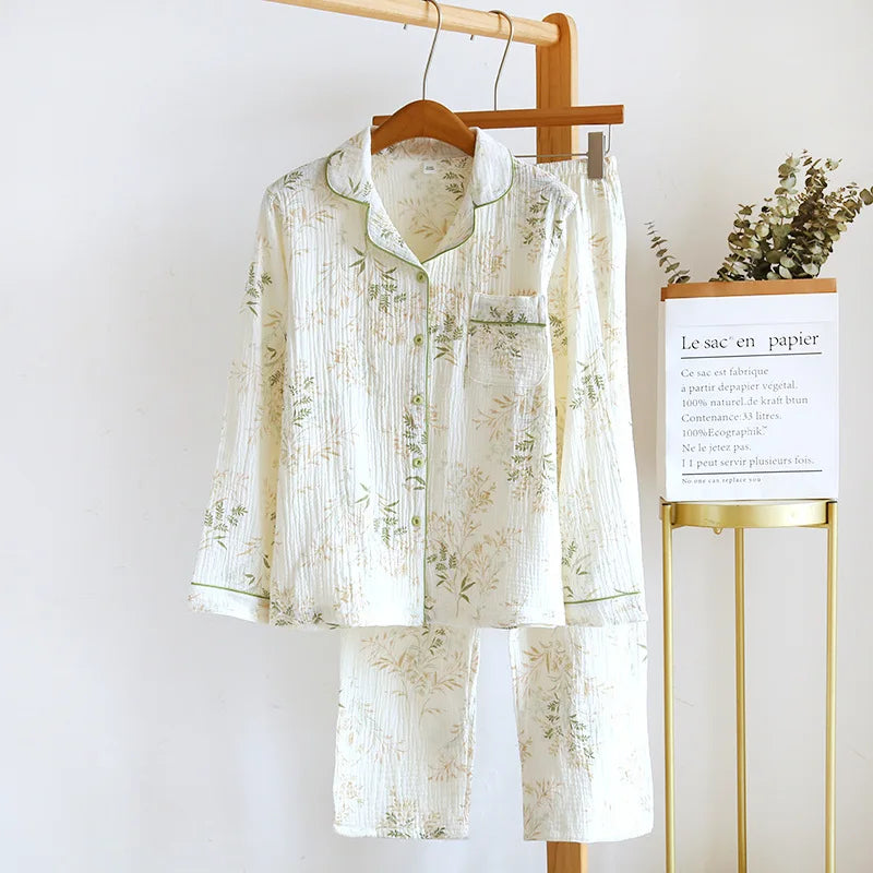 crepe long‑sleeve pajama set