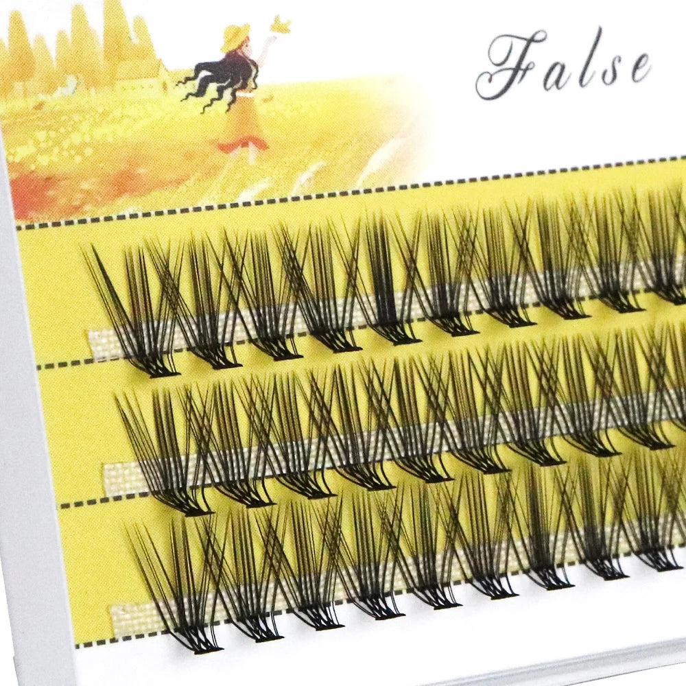 20D L‑Type Cluster Eyelash Extensions – 3D Natural Russian Volume Fans (60 Bundles per Box)