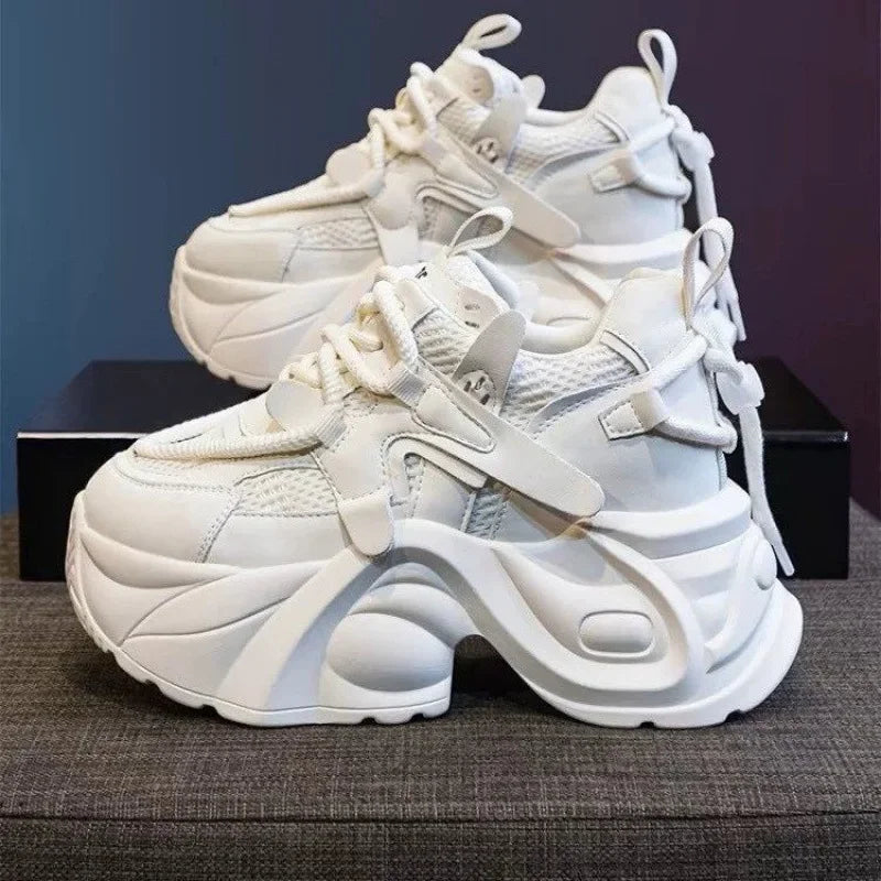 Women's Autumn New Style Casual Shoes Comfortable Slimming Soft Bottom Breathable Online Shopping Shoes with Thick Sole