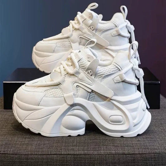 Women's Autumn New Style Casual Shoes Comfortable Slimming Soft Bottom Breathable Online Shopping Shoes with Thick Sole