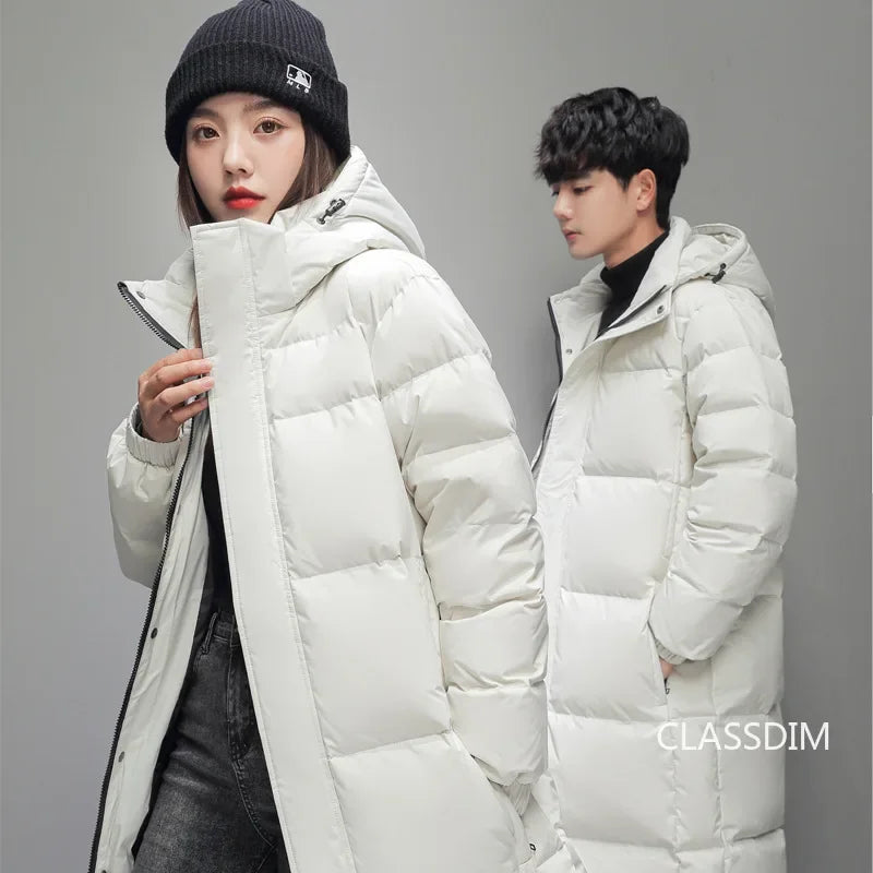 New Winter Duck Down Coats Men Hooded Long Puffer Jackets Unisex Casual Parkas Quality Couples Outdoor Windproof Warm Jackets 3X
