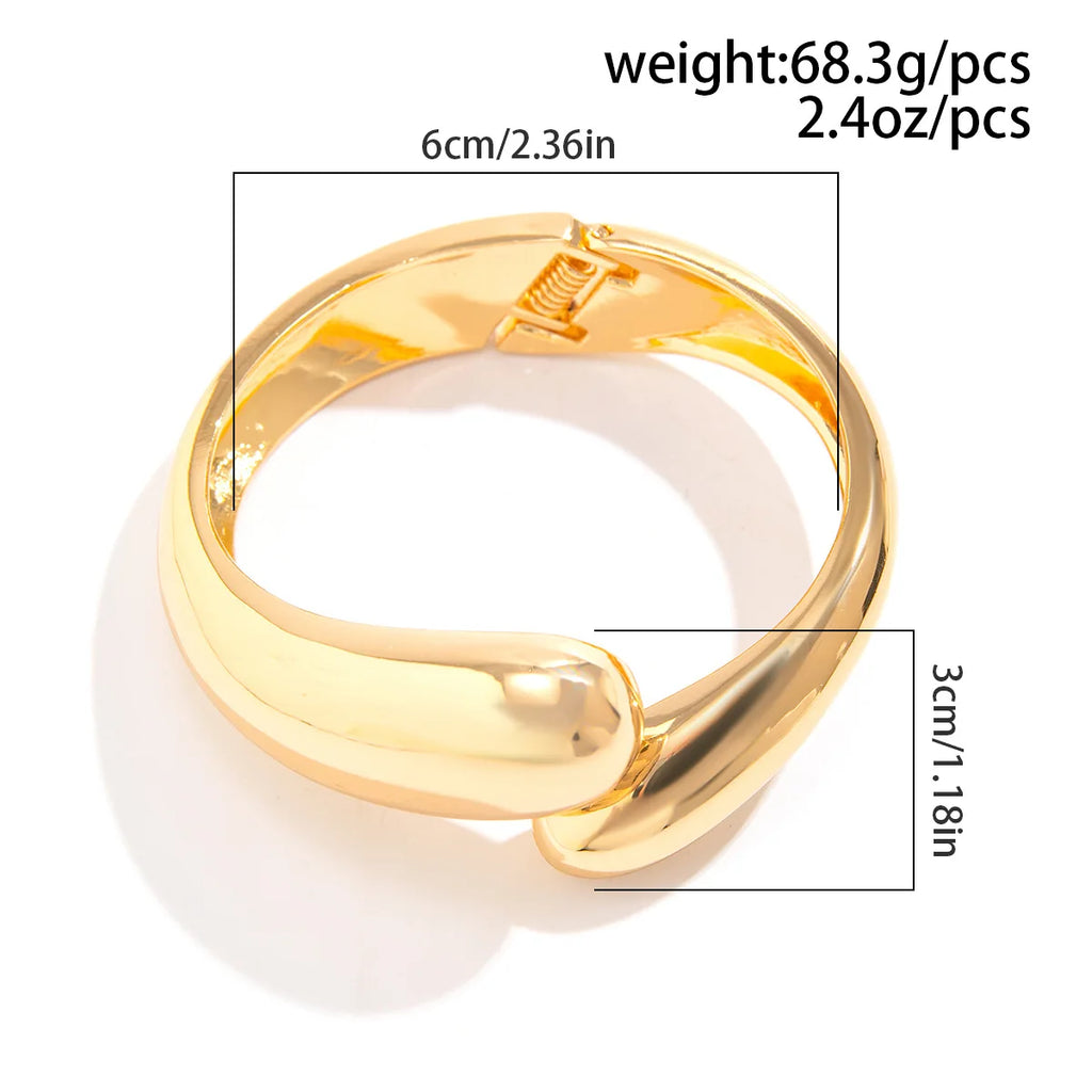 Punk Vintage Chunky Cuff Bangle – Gold Geometric Spring Bracelet for Women