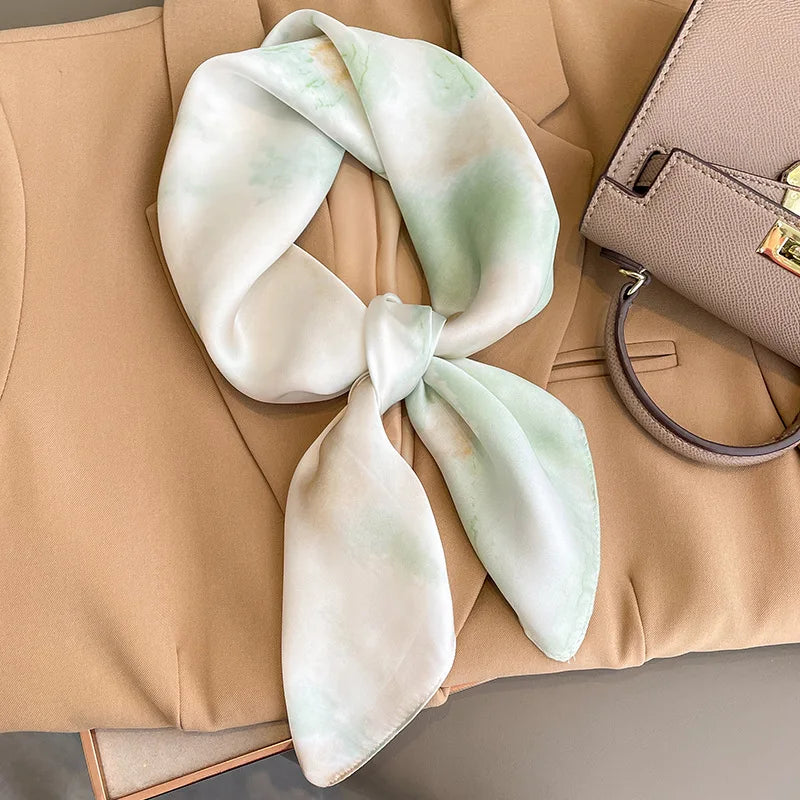 Luxury Brand Square Silk Scarf Women Hairband Design Printed Small Satin Shawls Foulard Neckerchief Female Headbands Bandana